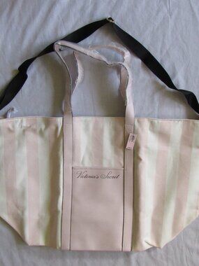 NWT Victoria's Secret Weekender Tote Bag Signature Pink White Stripes MSRP $68